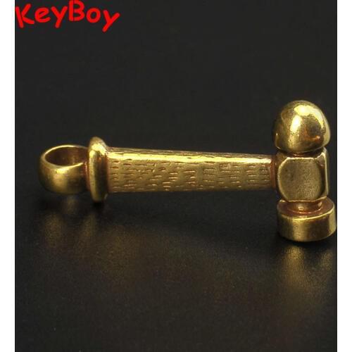 Pure Copper Small Hammer Handmade Key Chain Pendants Brass Mini Tool Car Keychain Hanging Jewelry Couple Gifts DIY Keyring Parts