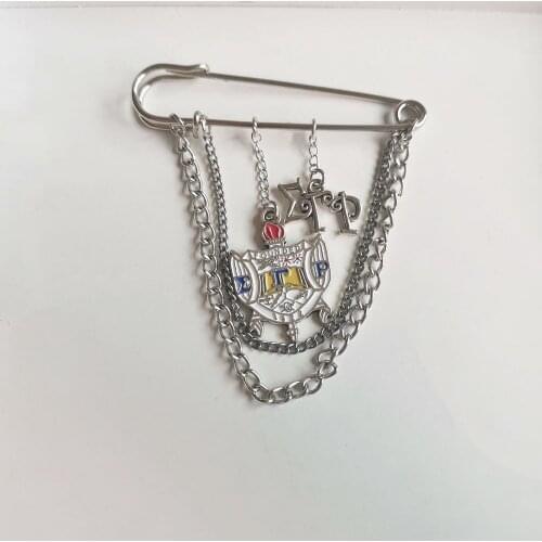 Fashion Metal Greek Greek Sorority Sigma Gamma Rho Shield Brooch Links Chain Pin Jewelry