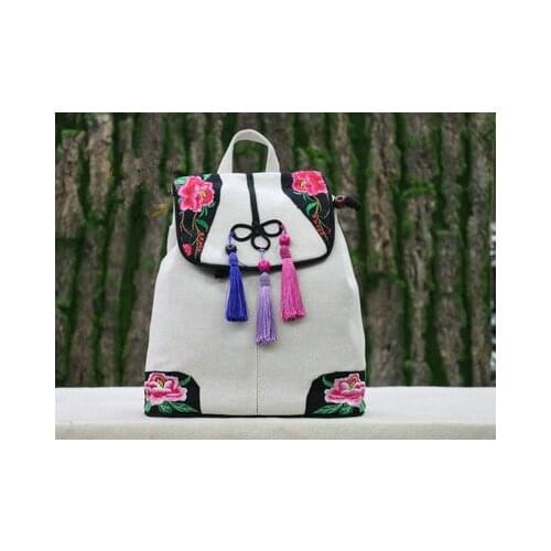 Fashion national embroidery women shopping backpacks!Hot floral embroidered lady Casual cover backrack All-match canvas backruck