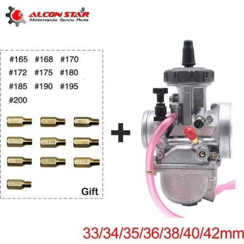 Alconstar- 33 34 35 36 38 40 42mm PWK Motorcycle Carburator Carb with Main Jet For ATV Quad Dit Pit Bike Motocross 2T/4T Engine