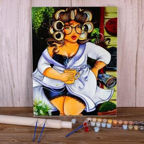 Cartoon Woman Painting By Numbers Package Acrylic Paints 50*70 Picture By Numbers Photo Loft Picture For Adults Art