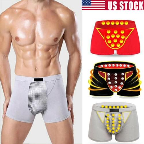 Mens Breathable Underwear Boxer Briefs Shorts Bulge Pouch Underpants Knickers Enlargement Magnetic Therapy Health Care L-5XL