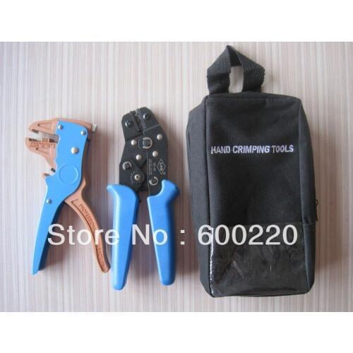 Hand tool set kit for crimping terminals and stripping wire
