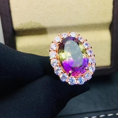 Natural real amethyst ring 925 sterling silver 10*14MM gemstone For men or women rings Fine jewelry