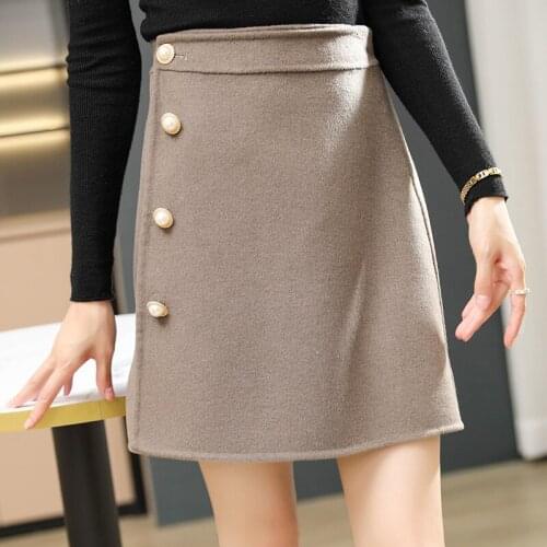 2021 Autumn and winter New fashion slim short double-sided woolen wool group pure color ladies knitted sexy cashmere wool skirt