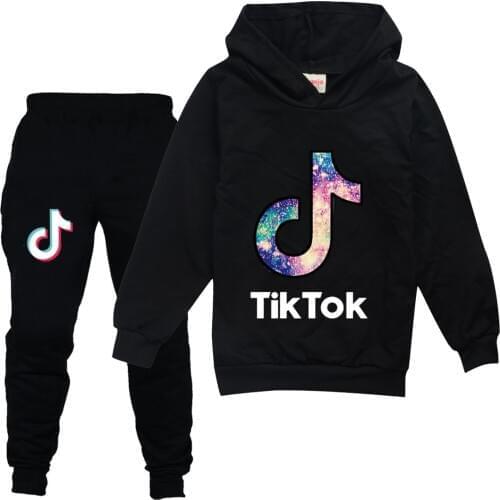 New boys girls casual clothing set childrens fashion Tik Tok hooded t-shirt suit childrens clothing christmas outfit