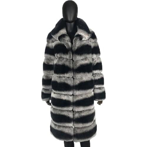 Coat Jacket Natural Real Rabbit Fur Coat Women Winter 2020 New Warm Fashion Lapel long Style Outwear