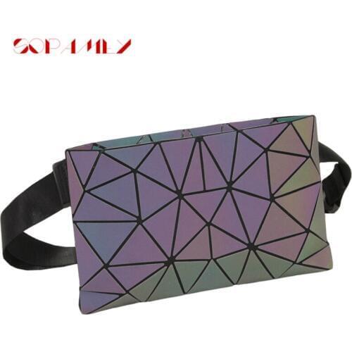 New Geometry Fanny Packs Waist Pack for Women Chest Bags Luminous Holographic Traveling Bum Bag Luxury Ladies Shoulder Belt Bag
