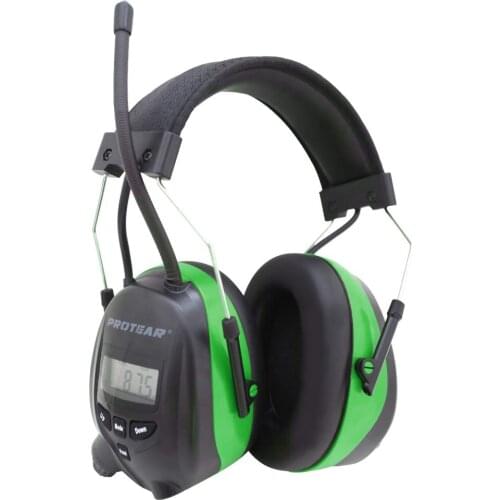 Protear NRR 25dB Hearing Protection AM FM Radio 1200 mAh Rechargeable Lithium Battery Earmuffs Electronic Ear Protection Red