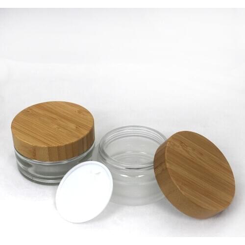 3pcs 100g Wood Grain Cap Bamboo Cover Glass Cream Cream Empty Jar Cosmetic Transparent Mask Container