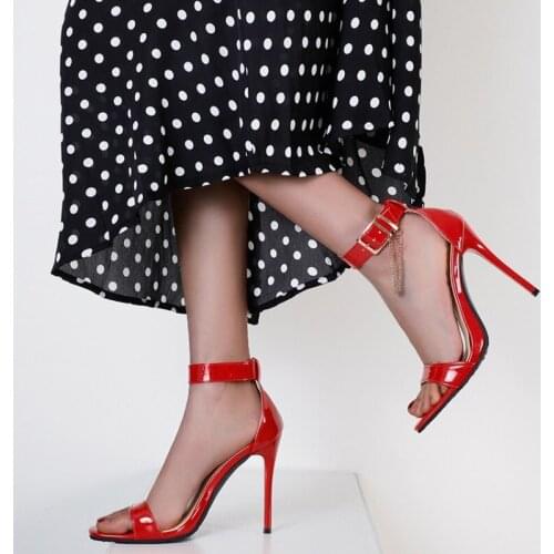 Plus Size:45 46 47 48 Women Party Sandals Summer Elegant 11cm Thin High Heels Mujer Dress Shoes Peep Toe Patent Leather Pumps