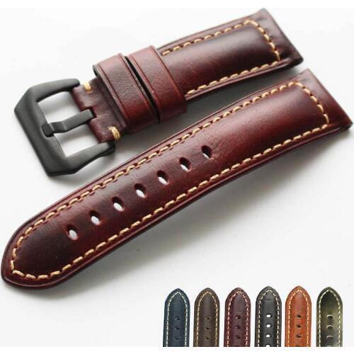 2020 Hot Sale Watch Strap 20mm 22mm 24mm 26mm Vintage Cow Leather Watch Band For Panerai Fossil Watchband Fast shipping