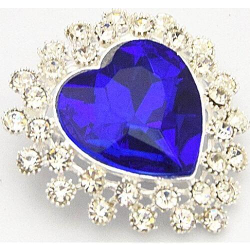 Luxury Blue Ocean Heart Crystal Bright Silver Alloy Women Bridal Brooch Hot Selling Wholesale