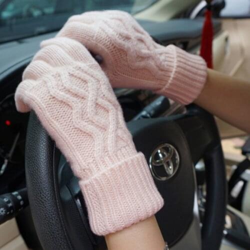 Wool Gloves Fashion Thick Warm Wool Knitted Women Gloves Female Outdoor Winter Warm Mittens For Driving Gloves Free Shipping
