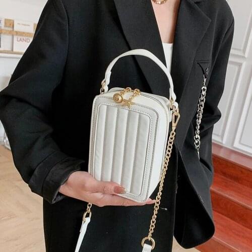 Vintage PU Leather Bags for Women 2021 Fashion Branded Chain Crossbody Shoulder Hand Bag Lady Trend Handbags and Purses