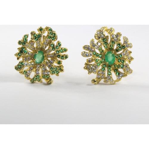 CoLife Jewelry Baroque Style Earrings for Party 3mm*4mm Natural Emerald Stud Earrings 925 Silver Emerald Jewelry