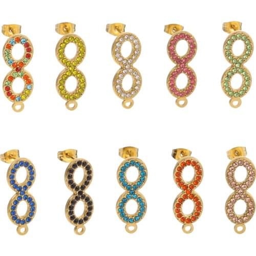 1 Pair DIY Infinite Zircon Earrings Clasps Gold Stainless Steel Hooks for Woman Handmade Jewelry Making Supplies Accessories