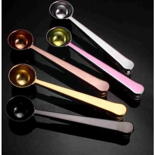 1Pcs Multifunction Steel Coffee Scoop With Clip Coffee Coffee Measuring Spoons Measuring Ground Tea Scoop Scoop R6O5