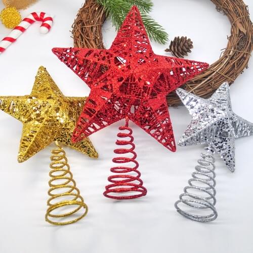 1PCS sparkling iron tree top star Christmas tree decoration shop window pendant shopping mall home decoration Happy New Year