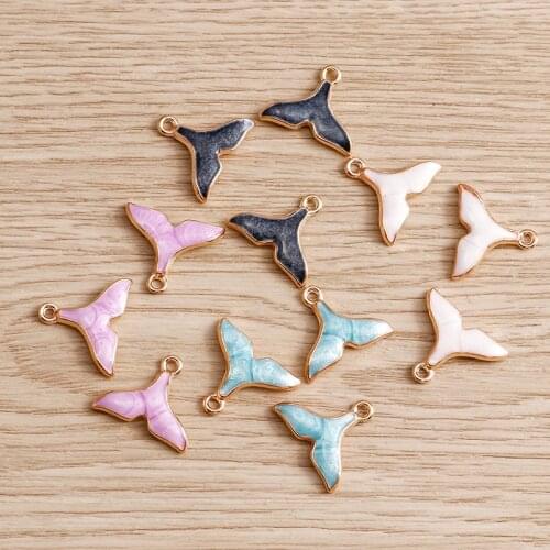 10pcs 18*15mm 4 Color Enamel Whale Tail Charms for Bracelets Earrings Handmade DIY Pendants Charms Craft Jewelry Findings Making