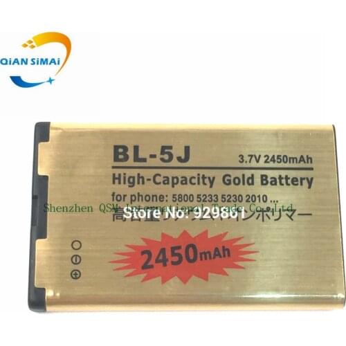 2PCS/Lot BL-5J BL 5J BL5J Gold Business Battery for Nokia 200 / 201 2010 302 / Lumia 520 / 525 / 5800XM / 5802XM