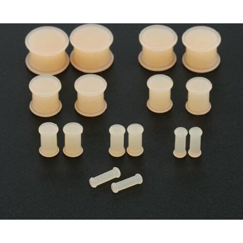 2PCS Invisible Soft Silicone Ear Plugs Flesh Tunnels Ear Gauges Kits Skin Color 3mm-14mm Fashion Body Piercing Jewelry Men Women