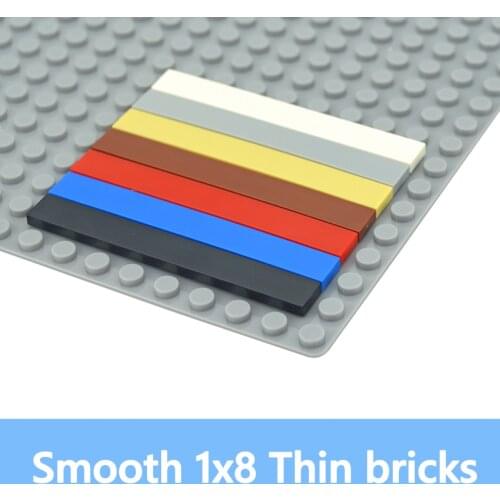 50pcs Assembles Particles DIY Building Blocks Figure Bricks Smooth Flat Tile 1x8 Educational Creative Size Compatible With 4162