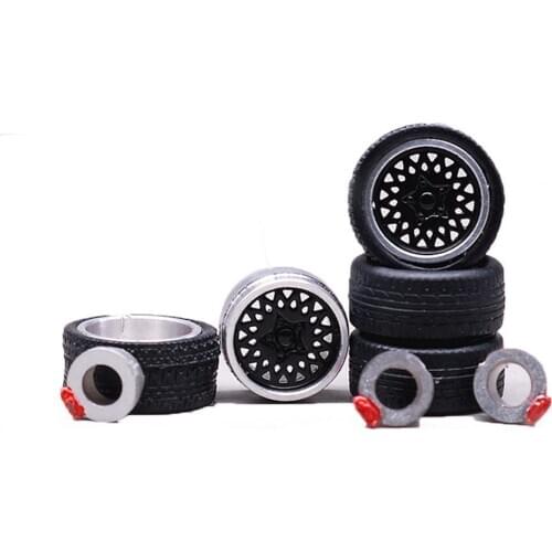 1/64 Tire Model Accessories Alloy Wheel Rims Tires Tyres Car Toys Modification Parts For Model N6B4