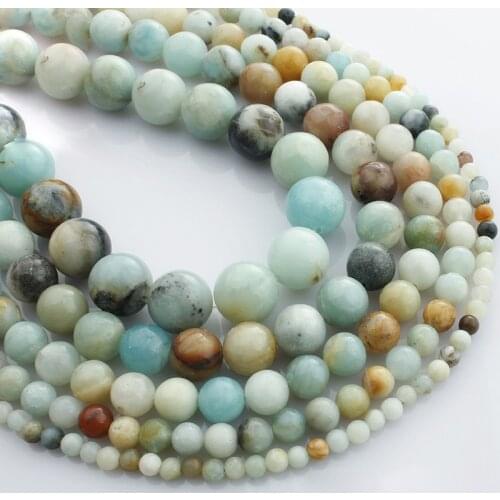 15"(38cm) Strand Round Natural Amazonite Stone Rock 4mm 6mm 8mm 10mm 12mm Beads lot for Jewelry Making DIY Bracelet