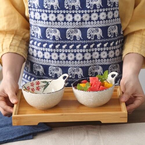 Household ceramic bowls Creative new fruit salad bowls Eat nice bowls Bowl with handles Adult personality bowl set fruit bowl