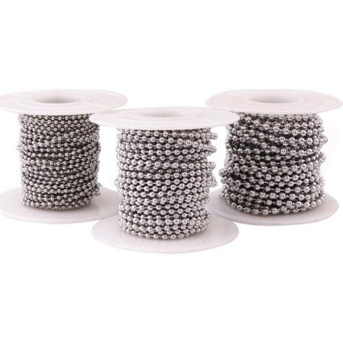 5 Meters 1.5mm 2mm 2.4mm 3mm Stainless Steel Beaded Ball Chain Bulk Jewelry Chains Diy Keychain Necklace Fashion Jewelry