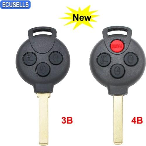 3 or 4 Button Remote Key Case Smart Car Key Shell Housing Cover Fob for Mercedes Benz Smart Fortwo 2008 - 2012 Uncut Blade