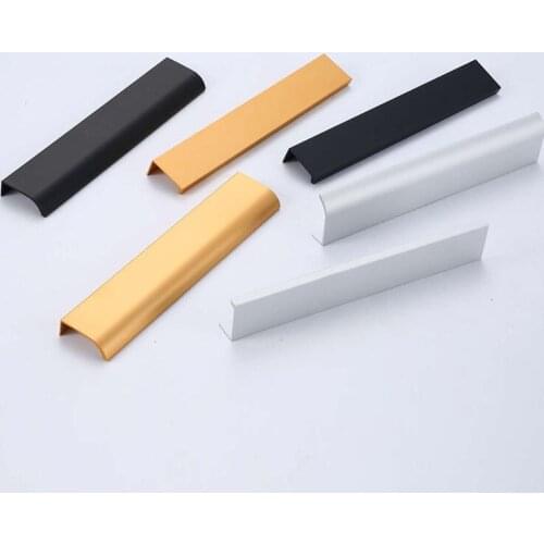 Black Silver Hidden Cabinet Handles Zinc Alloy Kitchen Cupboard Pulls Drawer Knobs Bedroom Door Furniture Handle Hardware