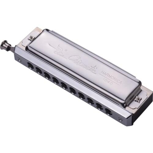 Swan Chromatic Harmonica 10 Holes 40 Tones Key of C Silver harmonica Music instruments with Exquisite Box Music Gifts for Child