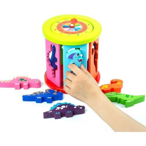 Classic Children Clock Dinosaur Cartoon Animal Puzzle Game Multi-functional Practical Funny Color Shape Cognitive Toys