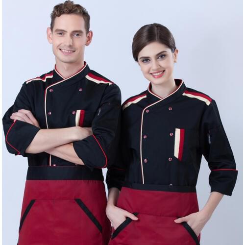 Cook Jacket Autumn and winter work wear long sleeve black and red fashion chef coat men and women hotel work clothing wholesales