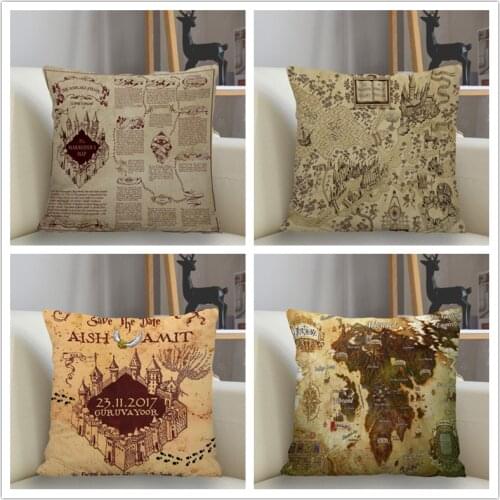 Musife Custom Marauders Map Pillowcase Home Decoration 45*45cm Zipper Square Pillowcase Throw Pillow Cover Drop Shipping