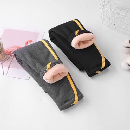 V-TREE Girls Leggings Autumn Winter Extra Thicken Toddler Leggings Silk Side Striped Outwear Warm Pants Wholesale 2020 New