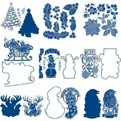 Christmas Tree Leaves Flowers Ornaments Metal Cutting Dies for Scrapbooking DIY Album Card Making Decoration Stencil New 2019