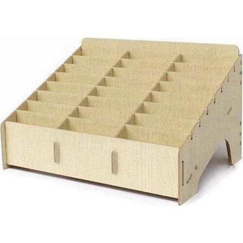 Multifunctional Wooden Storage Box Desktop Office 24 Grid Rack Mobile Phone Repair Tool Box Motherboard Display Accessories