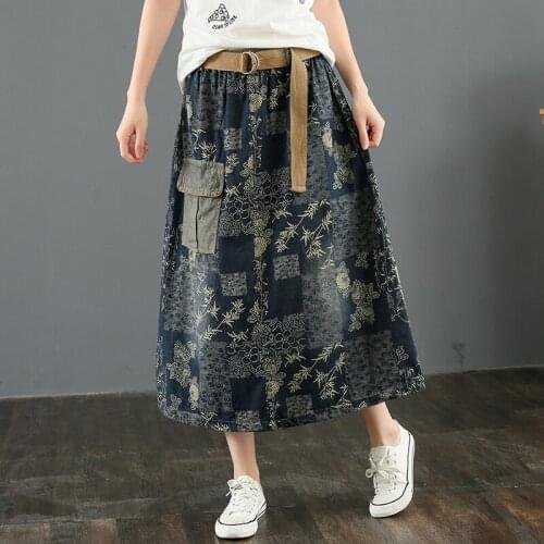 Fashion Street Skirt 2021 Summer Denim Skirt Women Autumn Printed Skirt Casual Womens Skirt