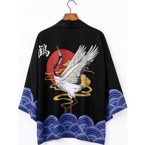 Mens kimono jacket thin cardigan shirt Japanese style male kimono cardigan nightgowns dragon print streetwear samurai costume