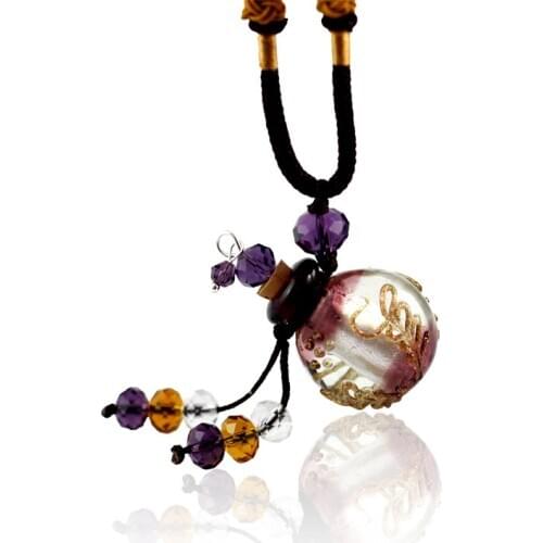 2PCS Murano Glass Perfume Necklace (with cord), essential oil jewelry bottle ,perfume bottle jewelry ,necklace