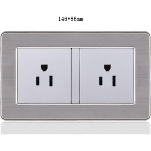 Stainless Steel Panel 146 Type 15A US Wall Electrical Sockets American Standard US Wall Outlet Three-hole POP Socket
