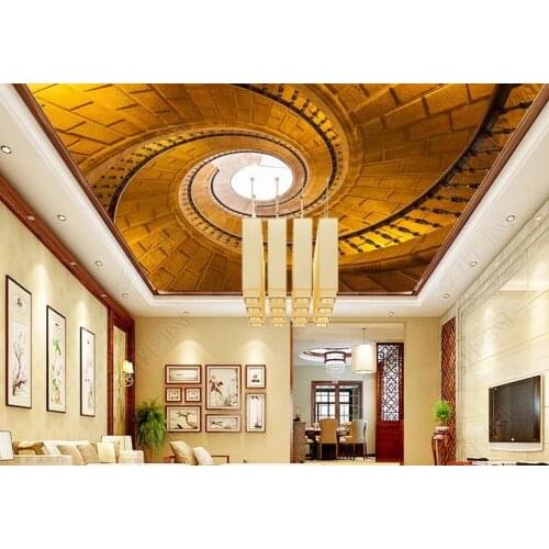 1835 3D Spinning Stairs Printing stretch ceiling film for workshop ceiling decoration