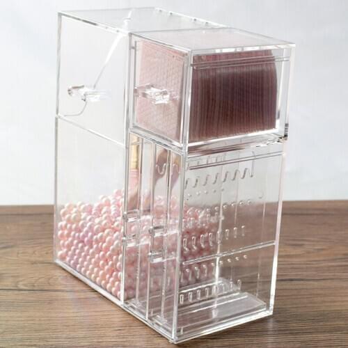 Transparent Makeup Brush Organizer Cotton Pad/ Cotton Swab Storage Box Acrylic Multifunctional Jewelry Holder Drawer Makeup Rack