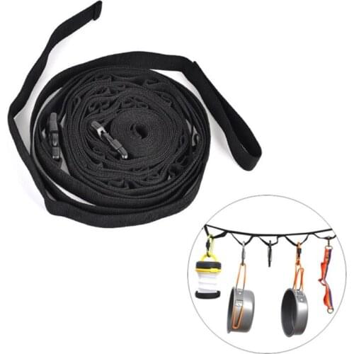 Campsite Storage Strap With 19 Loops Thickened Clothesline Camping Lanyard Outdoor Clothes Hanger