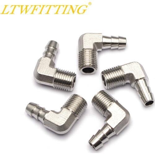 LTWFITTING 90 Degree Elbow Stainless Steel 316 Barb Fitting 5/16" ID Hose x 1/4" Male NPT Air Gas