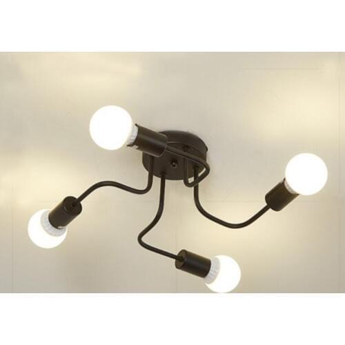 Nordic Retro Industrial Loft Pipe Wrought Iron Ceiling Light 4 Heads Lamp for Home Decor Restaurant Dining Cafe Bar Room