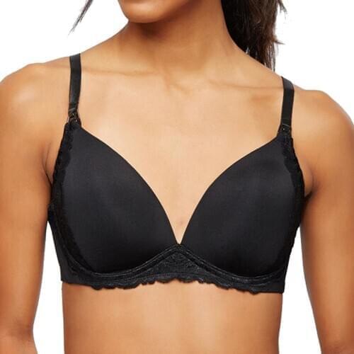 BAICLOTHING Comfortable Womens Big Size Underwear 3/4 Cup Lace Edge Deep V Seamless Bra 32 34 36 38 40 B C D DD DDD F G Black